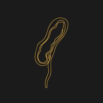 Minimalist neon line art of a stylized abstract shape on a dark with elegant curves and smooth contours vector