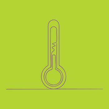 Minimalist line drawing of a thermometer on a vibrant green emphasizing temperature measurement vector