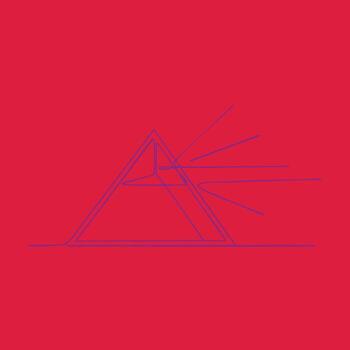 geométrico triángulo estructura con radiante líneas en un sólido rojo enfatizando moderno resumen diseño vector