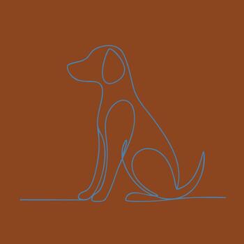Minimalist line drawing of a sitting dog with a brown emphasizing simplicity and elegance vector