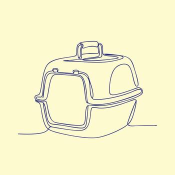 Minimalist Line Drawing of a Pet Carrier with a Rounded Top and Front Door on a Light vector