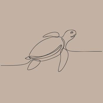 Minimalist Line Drawing of a Sea Turtle on a Neutral Emphasizing Simplicity and Elegance vector