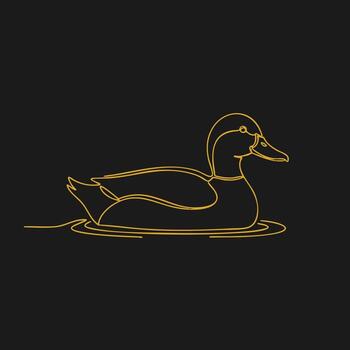 Minimalist Line Drawing of a Duck Swimming on Water with Elegant Continuous Line Art Style vector