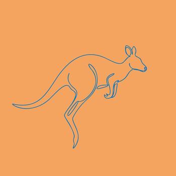 Minimalist Line Drawing of a Kangaroo on a Solid Emphasizing Simplicity and Elegance vector