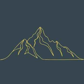 Minimalist Line Art Depiction of a Mountain Range with Sharp Peaks and Sloping Slopes on a Dark vector