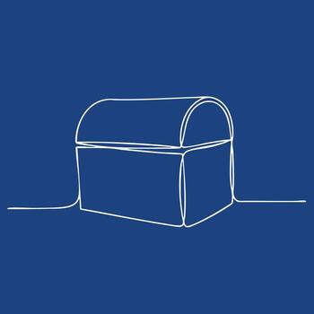 Minimalist Line Drawing of a Chest or Storage Box with a Rounded Top on a Solid vector