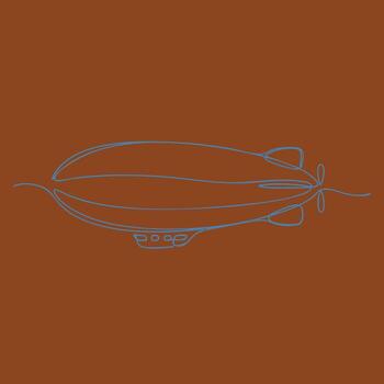 Minimalist Line Drawing of a Classic Airship with Streamlined Design and Propellers on a Solid vector