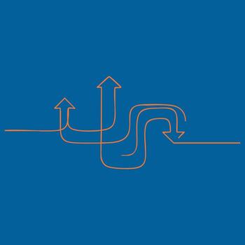 Complex Network of Curved and Arrows Flowing Over a Solid Blue vector