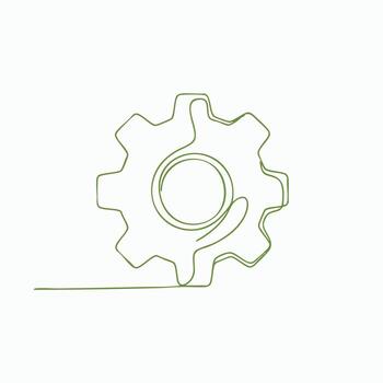 Minimalist Line Drawing of a Gear with a Circular Center and a Small Extension on the Outer Edge vector