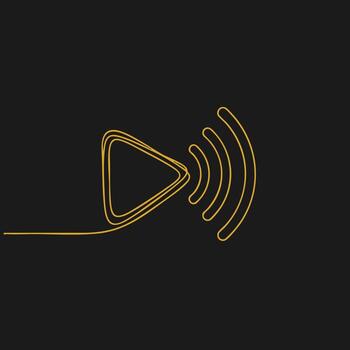 Minimalist neon line art of a wireless signal on a dark emphasizing connectivity and technology themes vector