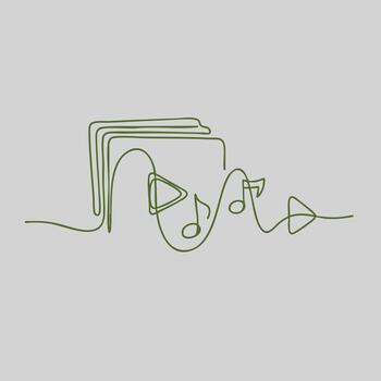 creativo resumen línea Arte presentando musical notas y un libro, simbolizando armonía Entre música y literatura en un minimalista estilo vector