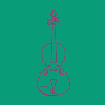 minimalista línea dibujo de un violín con elegante curvas y simplificado diseño en un sólido vector