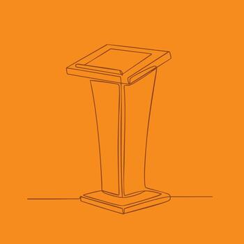 Modern sleek podium with a flat top and angled design, set against a vibrant orange , suitable for presentations or speeches vector