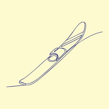 Minimalist Line Drawing of a Classic Snowboard with Binding on a Light vector