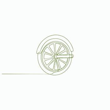 Minimalist line drawing of a wheel with spokes and a partial fender, emphasizing simplicity and clean design elements vector