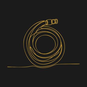 Minimalist Line Art of a Coiled Hose on a Dark with a Single Horizontal Line vector