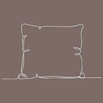 Minimalist single-line drawing of a square pillow on a plain emphasizing simplicity and modern design vector