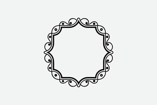 A black and white oval frame with a scroll pattern vector