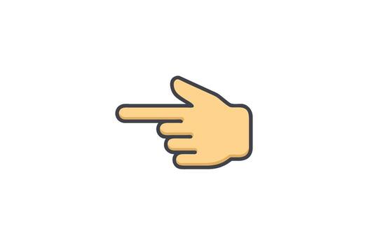 Golden hand pointing right with distinct outline a simple graphic silhouette vector