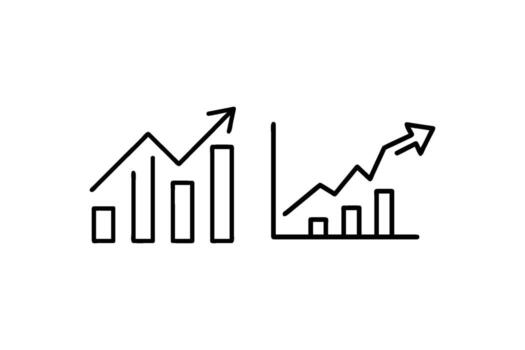 Growth chart with rising bars and line graph a simple silhouette vector