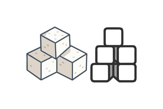 apilar de azúcar cubitos con un contrastando negro bloquear silueta vector