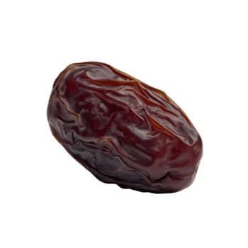 Single date fruit isolated on transparent background, showing the deep reddishbrown hue and intricate surface patterns png