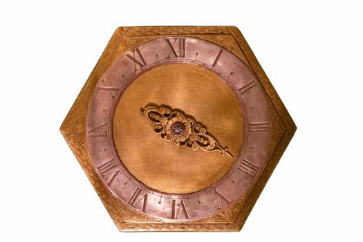 Vintage hexagonal clock with intricate design and Roman numerals showcasing timeless elegance and craftsmanship in a classic style photo