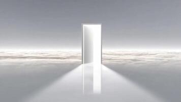 illuminé passerelle par des nuages symbolisant espérer et Nouveau débuts. video