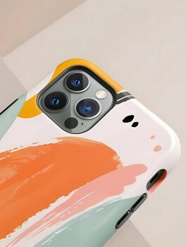 Showcase Abstract Artistic Phone Case Design with Vibrant Colors, Featuring Bold Brush Strokes and Geometric Shapes, Stylishly Protecting Your Device with a Unique and Modern Look, Enhancing its Aesth photo