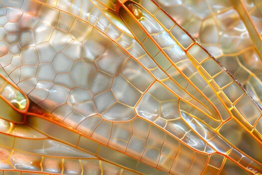 Exploring the Intricate Veins and Cells of a Dragonfly Wing A Microscopic View of Natures Engineering Marvel, Revealing the Complex Structure with Stunning Detail and Breathtaking Color Variations. photo
