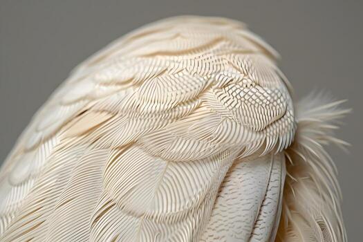CloseUp View of Bird Feathers Detailed Textures and Patterns of Avian Plumage, Revealing the Intricate Structure and Beauty of Natures Design, Showcasing the Softness and Elegance of a Birds Feathers. photo