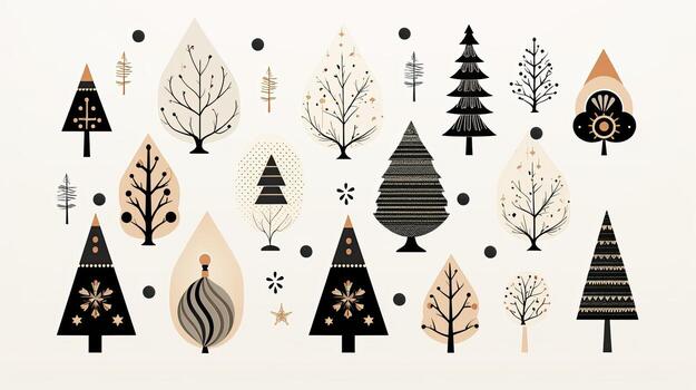 A collection of trees in black and white photo