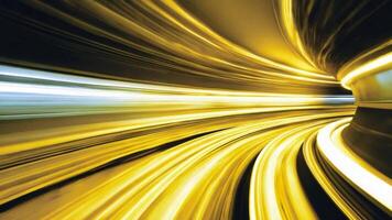 dourado luz túnel listras transmitindo velocidade, energia, e futurista movimento. video