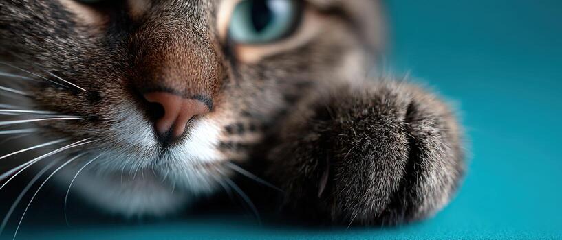 A close up of a cat's face photo