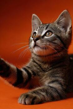 un gatito es alcanzando arriba a agarrar alguna cosa foto