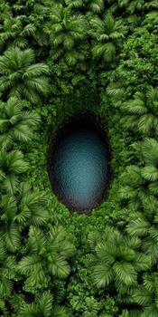 A circular hole in the middle of a jungle photo