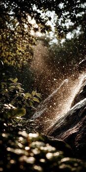 A man is standing on a rock with a fire hydrant photo