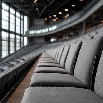 Rows of empty seats in an empty stadium photo