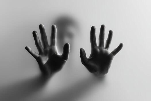 Two hands are shown in front of a white wall photo