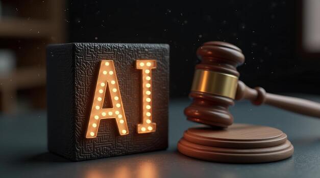 Artificial intelligence and law gavel symbolizing justice photo