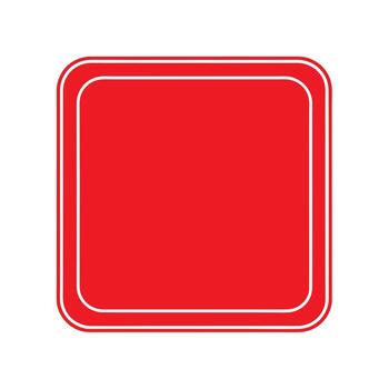 Blank red square sign with rounded corners and white border on a white background vector