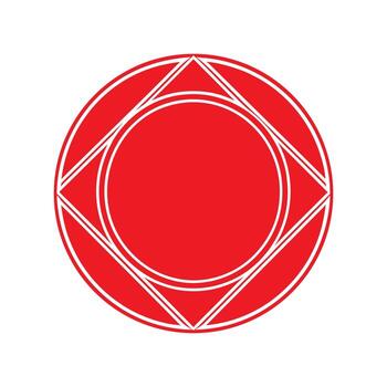 Red geometric circular symbol with white outlines on a white background abstract circle vector