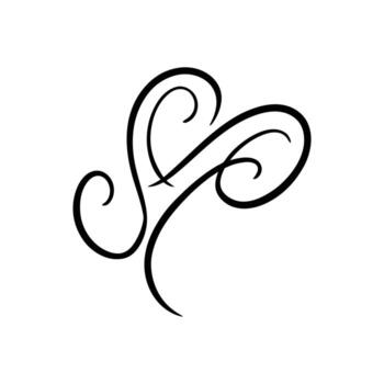 Elegant Black Calligraphic Swirls Forming an Abstract Shape on White calligraphy curve vector