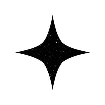 Black Four- Pointed Star Shape with Speckled Texture on White Background four-pointed vector