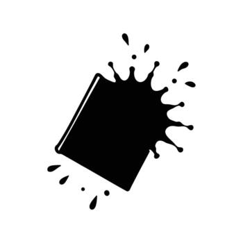 Black Ink Splash Emanating from a Tilted Square Container splatter liquid vector