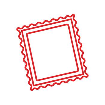 Red outline square stamp with wavy border on white background seal mark vector