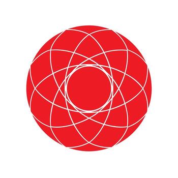 Abstract Red Sphere With White Intersecting Geometric Lines On White Background circle vector