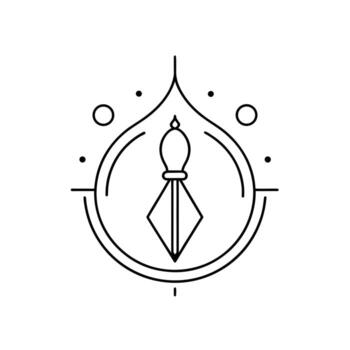 Geometric Outline Icon of a Tie with a Droplet Shape and Circles abstract black vector