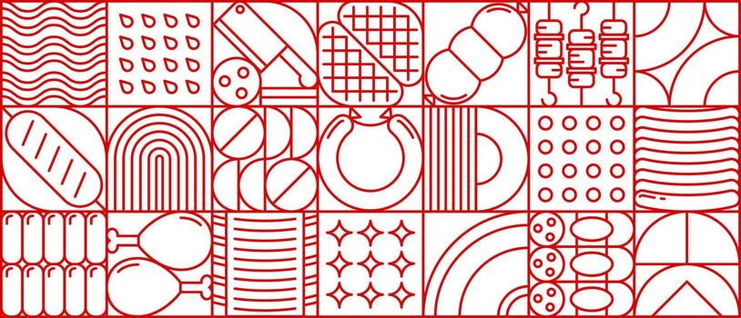 Abstract geometric meat pattern, line background vector