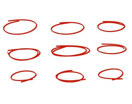 dibujado a mano rojo círculos destacando importante puntos en un blanco antecedentes enfatizando llave información y dibujo atención a específico vector